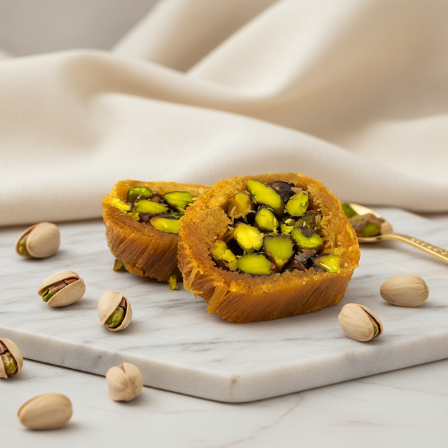 مبرومة بالفستق الحلبي